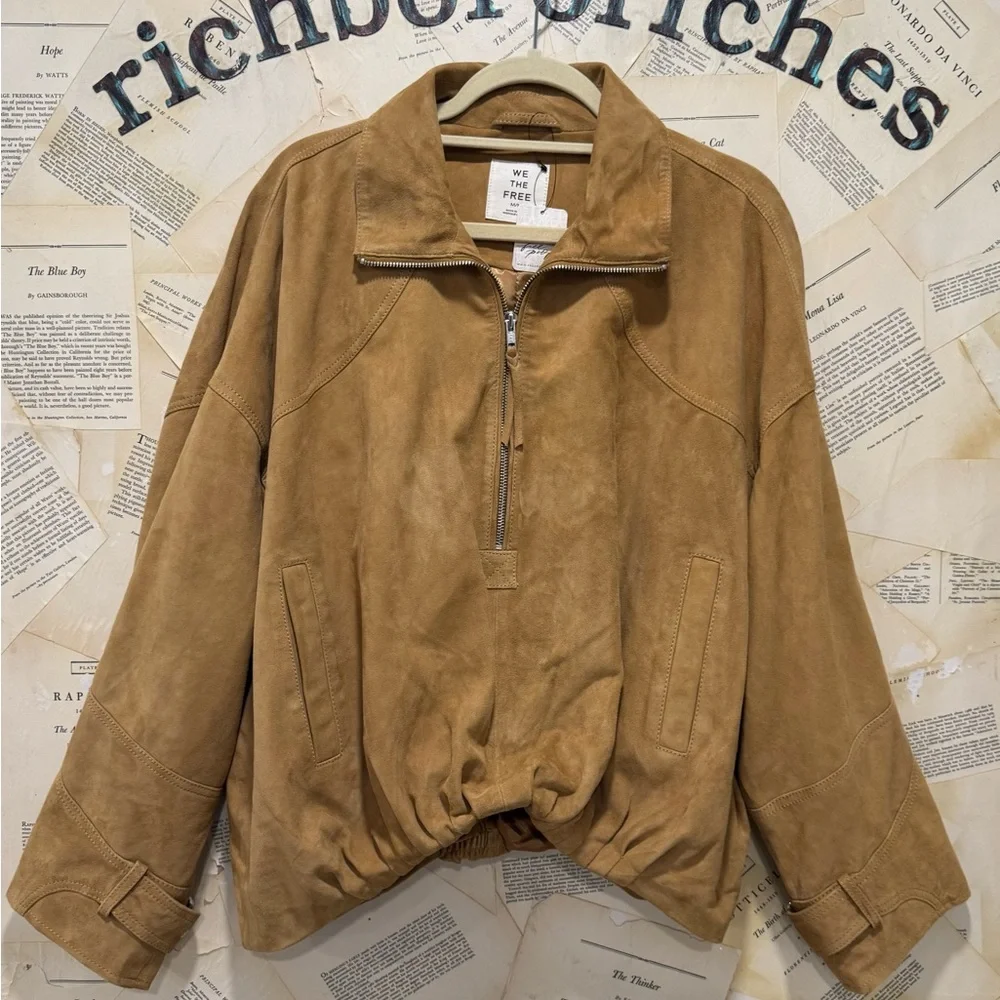 Free People Sonny Suede Pullover Jacket We The Free Smock Adjutable Belt Waist - Picture 4 of 5